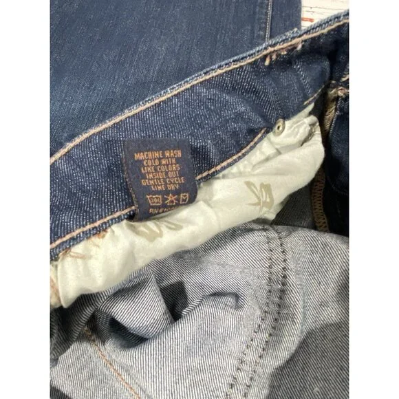 Seven7 Jeans Womens Size 10 Mid Rise Flare Dark Wash Blue Denim Hippie Festival - Picture 12 of 13